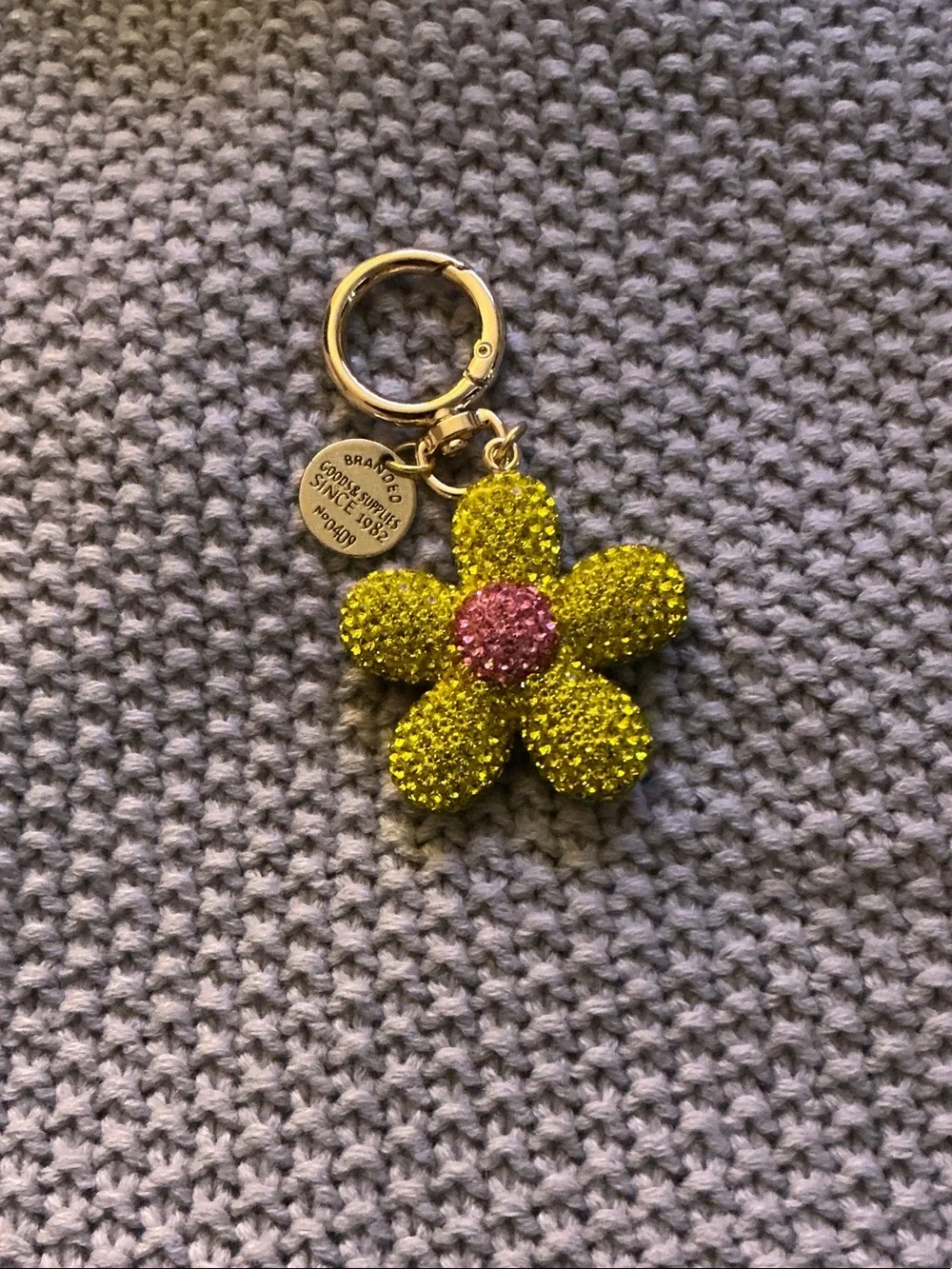 Brandy Melville Yellow & Pink Rhinestone Daisy Keychain